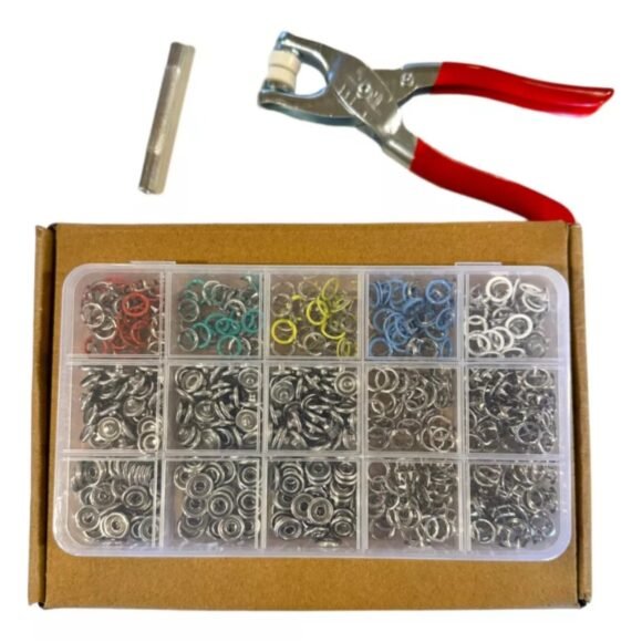 Pinza Remachadora Para Broches Metalicos + Caja Con Broches