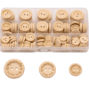 Set De Botones De Madera + Caja Plástica