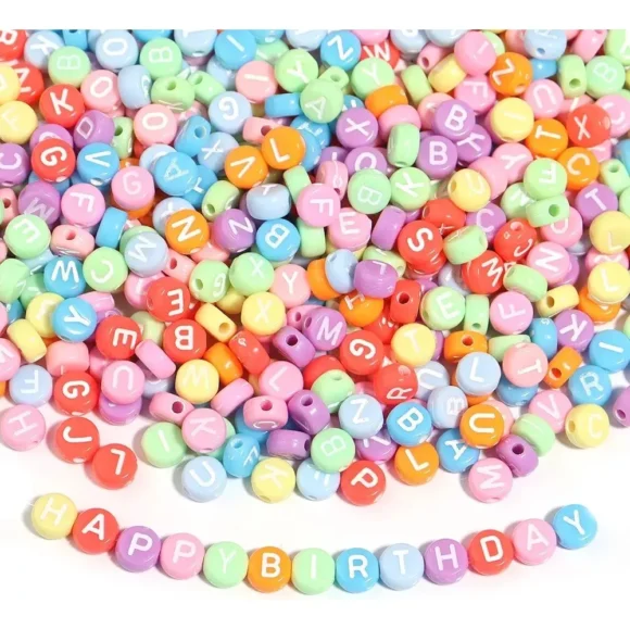Cuentas Multicolor Con Letra Blanca - 50 gramos