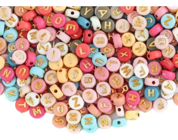 Cuentas Multicolor Con Letra Dorada - 50 gramos - Imagen 4