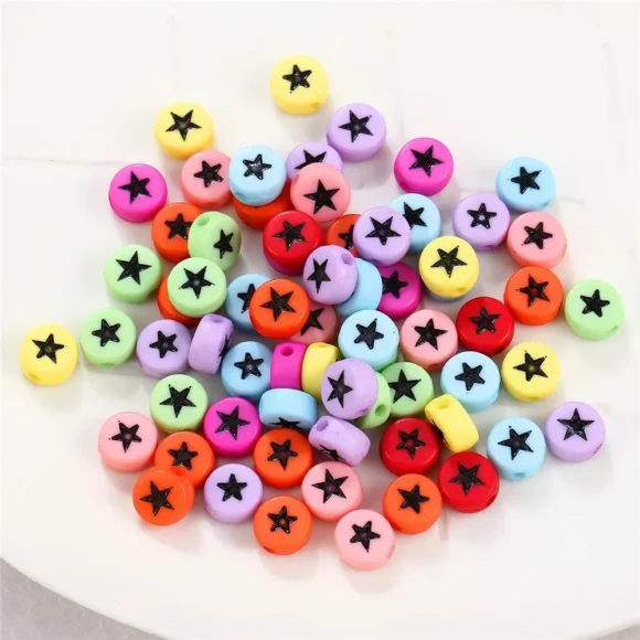 Cuentas Multicolor Con Estrellas Negras - 50 gramos - Imagen 2